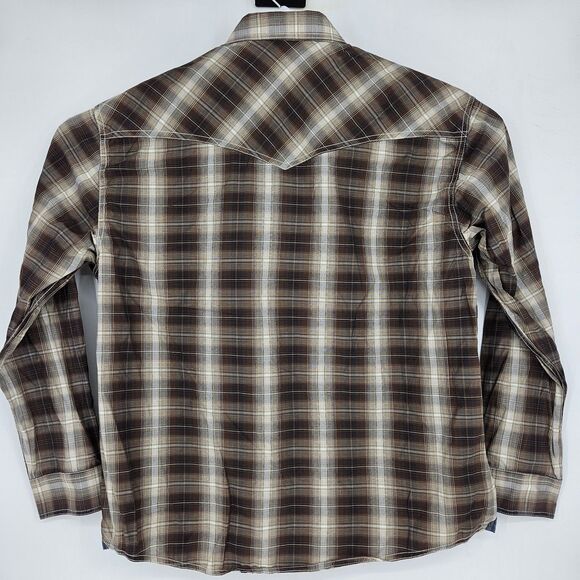 Rafter C Shirt Mens 2XL Brown Plaid Pearl Snap Western Long Sleeve Rodeo Cowboy - Picture 6 of 12